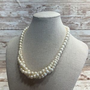 Vintage Faux Pearl Rope Strand Gold Toned Clasp